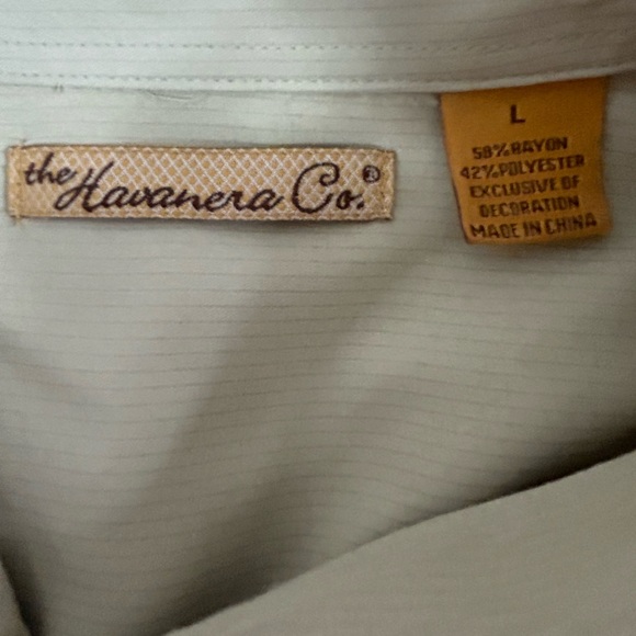 Vintage The Havanera Co men’s Short sleeve, button-down shirt, black, and tan - Picture 6 of 7